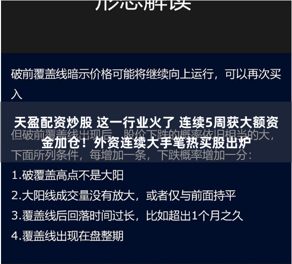 天盈配资炒股 这一行业火了 连续5周获大额资金加仓！外资连续大手笔热买股出炉