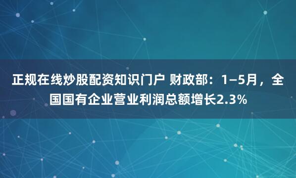 正规在线炒股配资知识门户 财政部：1—5月，全国国有企业营业利润总额增长2.3%
