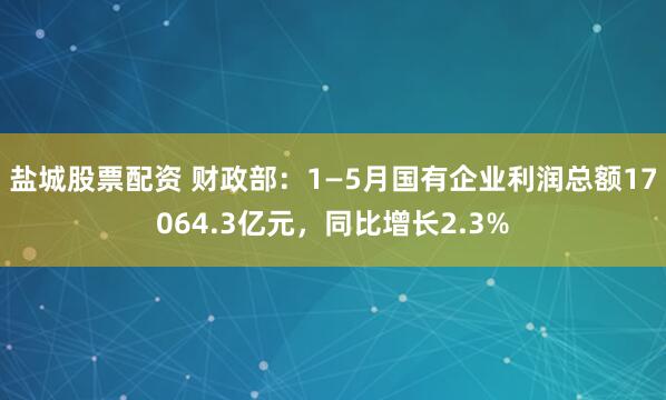 盐城股票配资 财政部：1—5月国有企业利润总额17064.3亿元，同比增长2.3%